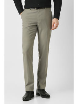 Peter England - Men Olive Solid Trouser