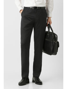 Peter England - Men Black Solid Trouser