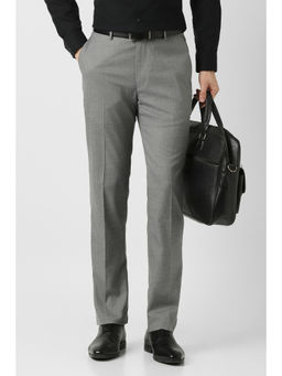 Peter England - Men Grey Solid Trouser