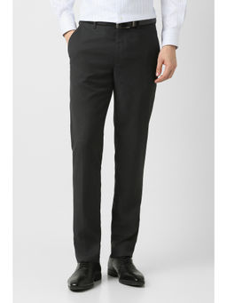 Peter England - Men Black Textured Trouser