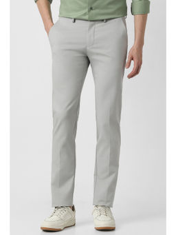 Peter England - Men Grey Solid Trouser
