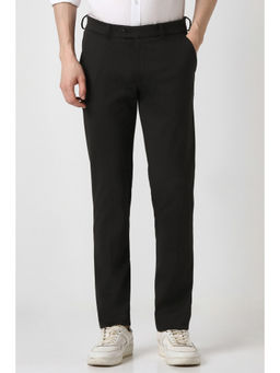 Peter England - Men Black Solid Formal Trouser