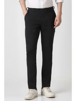 Peter England - Men Black Solid Formal Trouser