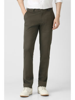 Peter England - Men Olive Textured Formal Trouser