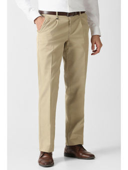 Van Heusen - Men Beige Solid Trouser