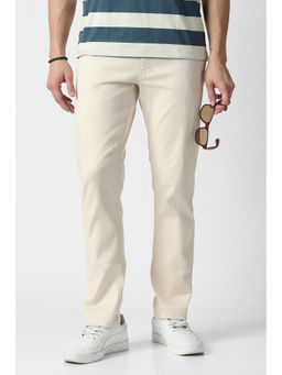 Van Heusen - Men Cream Solid Trouser