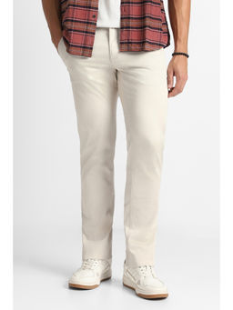 Van Heusen - Men Cream Textured Trouser