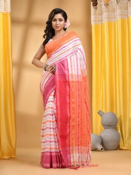 DESH BIDESH - Women Multi-Color Cotton Self Design Saree with Unstitched Blouse