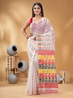 DESH BIDESH - Women Multi-Color Pure Cotton Floral Saree without Blouse