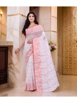 DESH BIDESH - Women Red Pure Cotton Floral Saree without Blouse