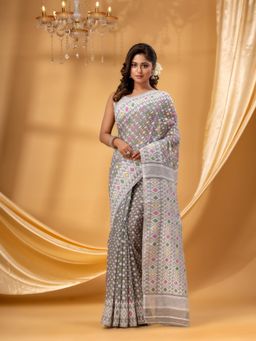 DESH BIDESH - Women Multi-Color Pure Cotton Woven Saree without Blouse