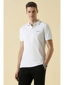Allen Solly - Men White Textured Polo T-Shirt
