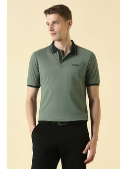 Allen Solly - Men Olive Textured Polo T-Shirt