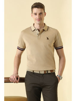 Allen Solly - Men Beige Textured Polo T-Shirt