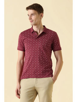 Allen Solly - Men Maroon Printed Polo T-Shirt