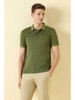 Allen Solly - Men Olive Printed Polo T-Shirt