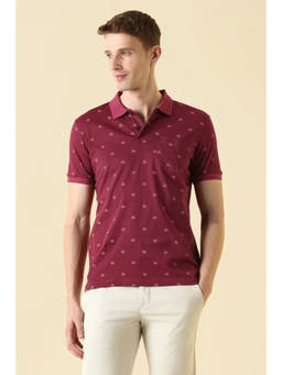 Allen Solly - Men Maroon Printed Polo T-Shirt
