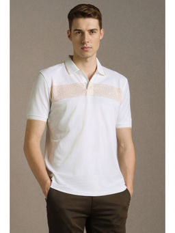 Louis Philippe - Men White Patterned Polo T-Shirt