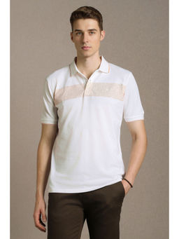 Louis Philippe - Men White Patterned Polo T-Shirt