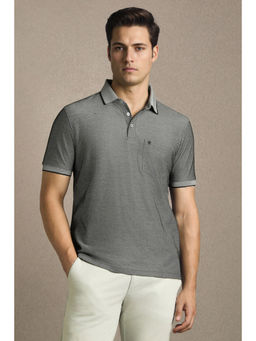 Louis Philippe - Men Grey Textured Polo T-Shirt