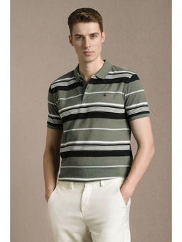 Louis Philippe - Men Multi-Color Stripe Polo T-Shirt