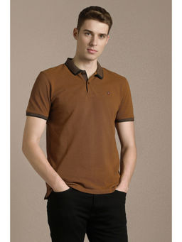 Louis Philippe - Men Brown Textured Polo T-Shirt
