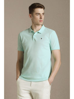 Louis Philippe - Men Aqua Textured Polo T-Shirt