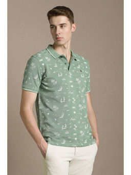 Louis Philippe - Men Green Printed Polo T-Shirt