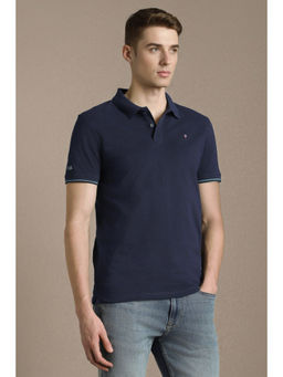 Louis Philippe - Men Navy Blue Polo T-Shirt