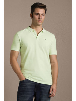 Louis Philippe - Men Green Textured Polo T-Shirt