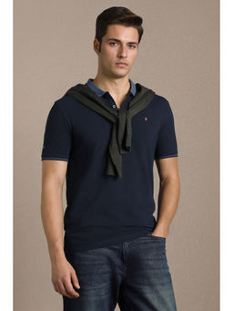Louis Philippe - Men Navy Blue Polo T-Shirt