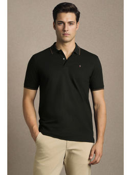 Louis Philippe - Men Black Textured Polo T-Shirt