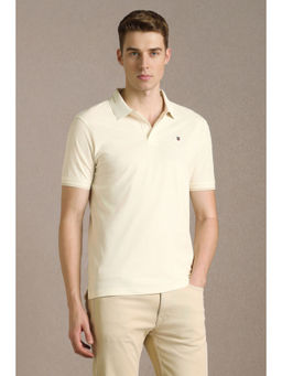 Louis Philippe - Men Cream Textured Polo T-Shirt