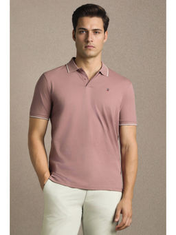 Louis Philippe - Men Mauve Textured Polo T-Shirt