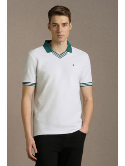 Louis Philippe - Men White Textured Polo T-Shirt