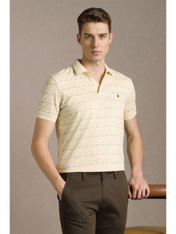 Louis Philippe - Men Beige Print Polo T-Shirt