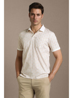 Louis Philippe - Men White Printed Polo T-Shirt