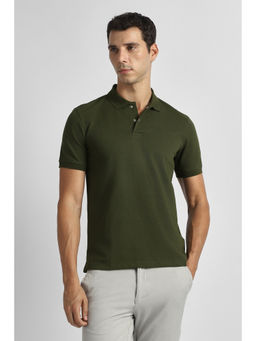 Van Heusen - Men Olive Textured Polo T-Shirt