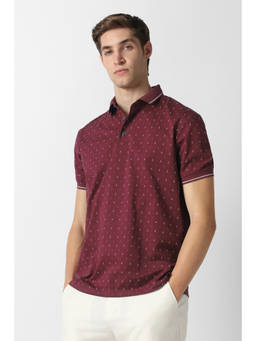 Van Heusen - Men Maroon Printed Polo T-Shirt