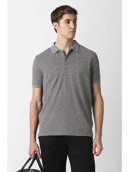 Van Heusen - Men Grey Textured Polo T-Shirt