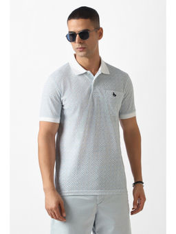 Van Heusen - Men Light Blue Printed Polo T-Shirt