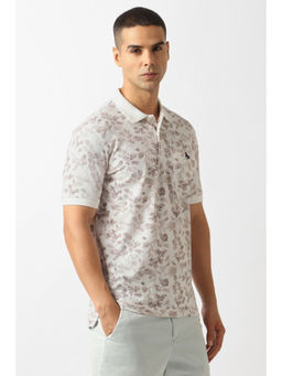 Van Heusen - Men White Floral Print Polo T-Shirt