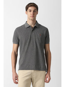Van Heusen - Men Grey Textured Polo T-Shirt