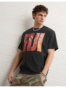 American Eagle - Regular Fit Destination Graphic Black T-Shirt