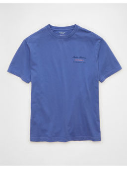 American Eagle - Regular Fit Destination Graphic Blue T-Shirt