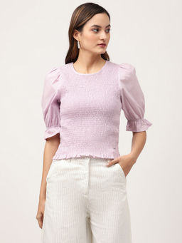 ELLE - Womens Lilac Solid Body Fit Top