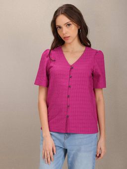 U.S. POLO ASSN. - Women Fuchsia Textured Top