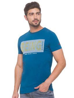 Being Human - Men Printed Blue T-Shirt