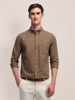 U.S. POLO ASSN. - Men Brown Cotton Tailored Fit Shirt