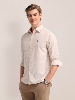 U.S. POLO ASSN. - Men Pink Cotton Tailored Fit Shirt